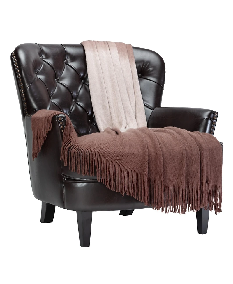 Chanasya Premium Gradual Gradient Ombre Super Soft Acrylic Throw Blanket With Tassels