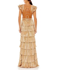 Women's Ieena Ruffle Tiered Criss Cross Lace Up Gown