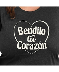 Hybrid Apparel Bendito Tu Corazon Plus Graphic Tee