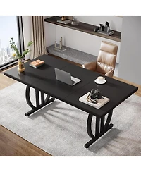 Tribesigns Executive Desk, 63 inch Large Modern Computer Desk with Metal Geometric Base, Conference Table for 4-6 People