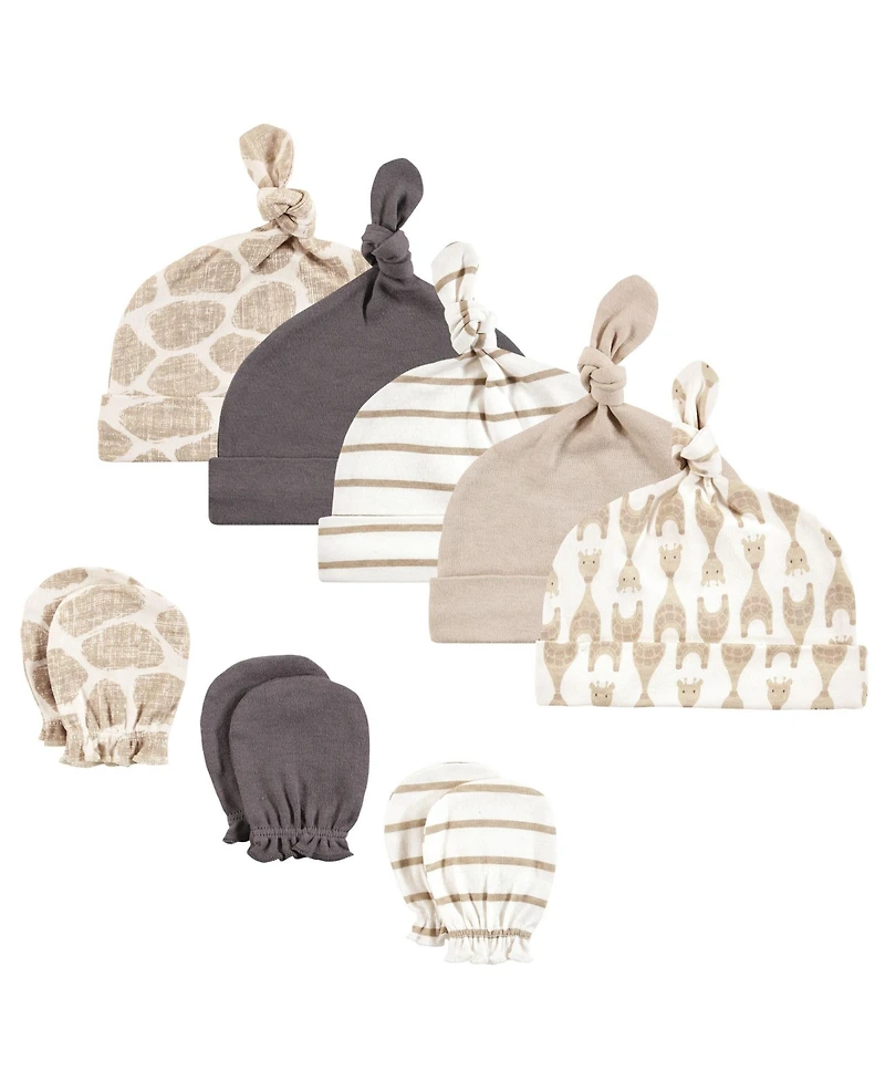 Hudson Baby Boys Unisex 8Pk Cap/Scratch Mitten Set