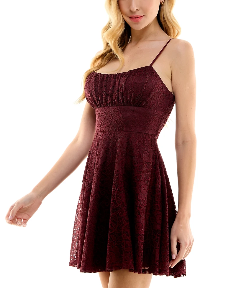 City Studios Juniors' Adjustable Lace Mini Dress
