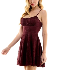 City Studios Juniors' Adjustable Lace Mini Dress