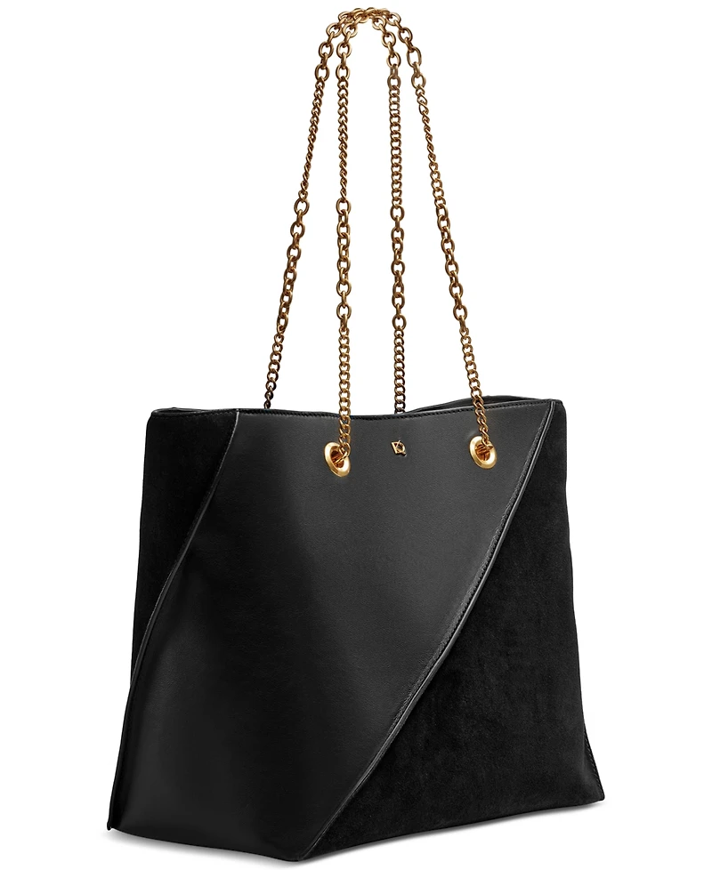 Donna Karan New York Setauket Leather & Suede Tote with Chain Strap