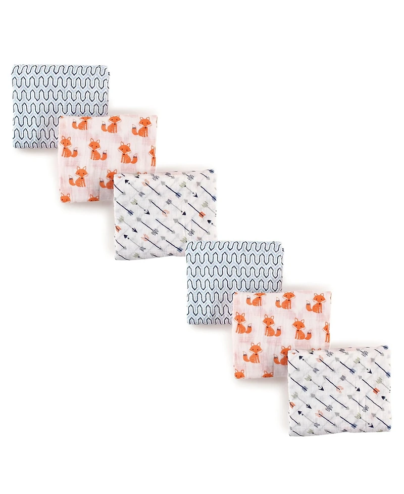 Hudson Baby Infant Boy Cotton Muslin Swaddle Blankets Bundle Set, Moose 6-Piece, 6-Pack