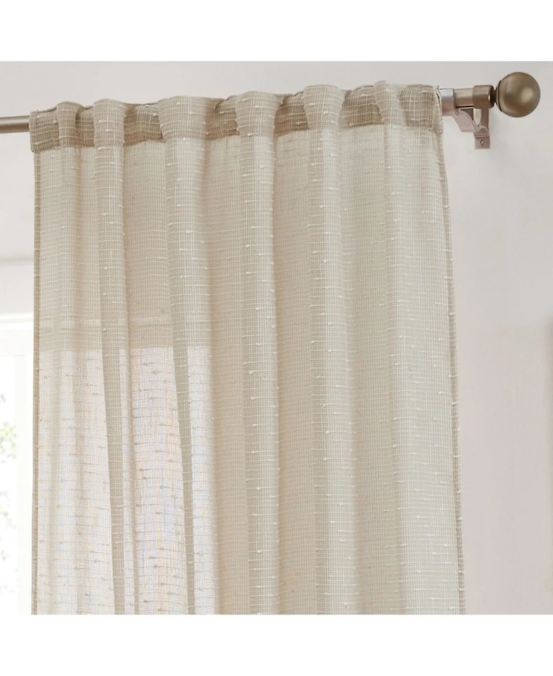 Hlc.me Emily Faux Linen Semi Sheer Transparent Rod Pocket Back Tab Lightweight Window Curtains Wide Panels