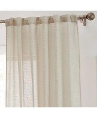 Hlc.me Emily Faux Linen Semi Sheer Transparent Rod Pocket Back Tab Lightweight Window Curtains Wide Panels