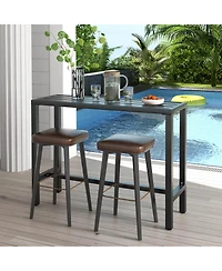 Skonyon 48 Inch Outdoor Bar Table with Waterproof Top and Heavy-duty Metal Frame
