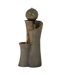 Sphere Curve 39 1/2" High Large Modern Zen Indoor Outdoor Decor Faux Stone Floor Fountain with Light Led