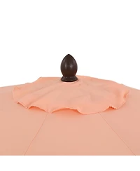 Jonathan Y Tracy 9 ft. Classic MidCentury Scalloped Fringe Market Patio Umbrella with Auto-Tilt Crank, Wind Vent and Uv Protection in Coral