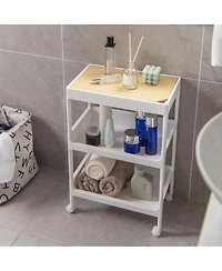 Slickblue 3/4 Tier Utility Rolling Cart with Detachable Tray Top and Locking Wheels