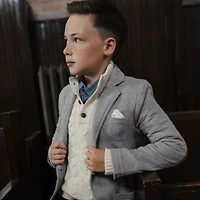 Hope & Henry Boys Organic Mock Neck Cable Sweater with Buttons