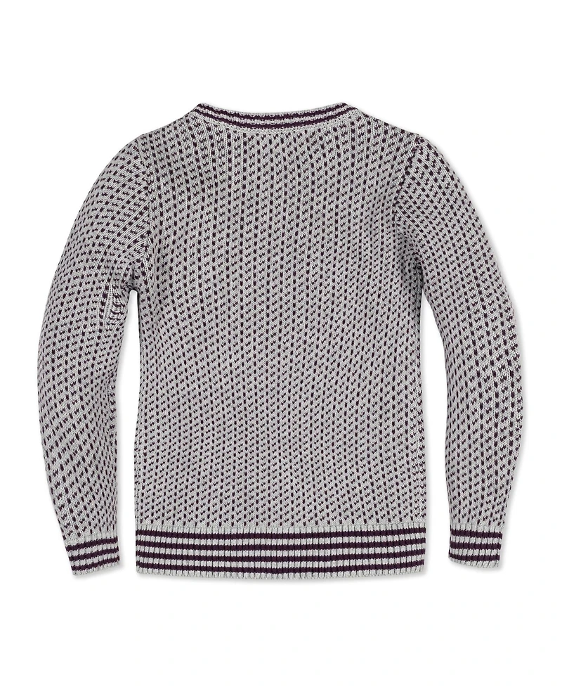 Hope & Henry Boys Organic Long Sleeve Intarsia Crew Neck Sweater with Buttons