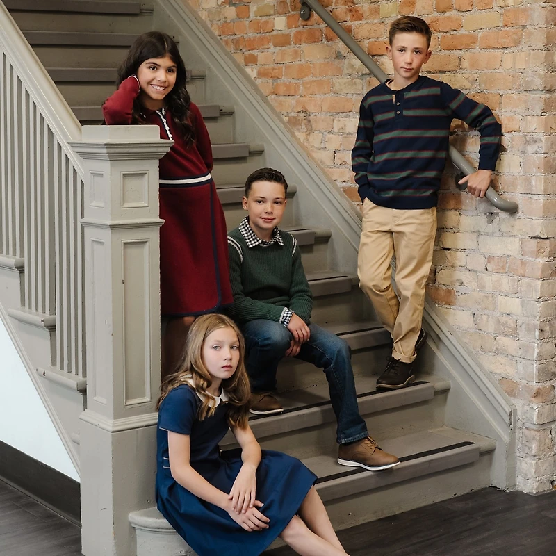 Hope & Henry Toddler Girls Pleated Ponte Dress with Peter Pan Collar