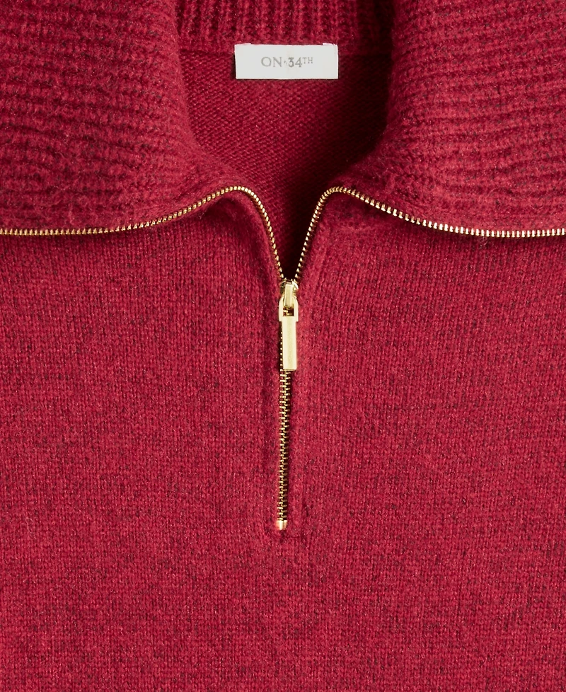 On 34th Women's Quarter-Zip Sweater Mini Dress, Created for Macy's