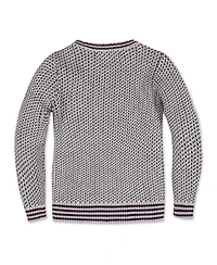 Hope & Henry Baby Boys Long Sleeve Intarsia Crew Neck Sweater with Buttons