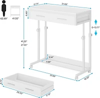 Tribesigns Portable Desk with Drawers, Mobile Laptop Desk with Wheels, Couch Desk Sofa Side Table Bed Desk, Small Standing Desk for Home Office