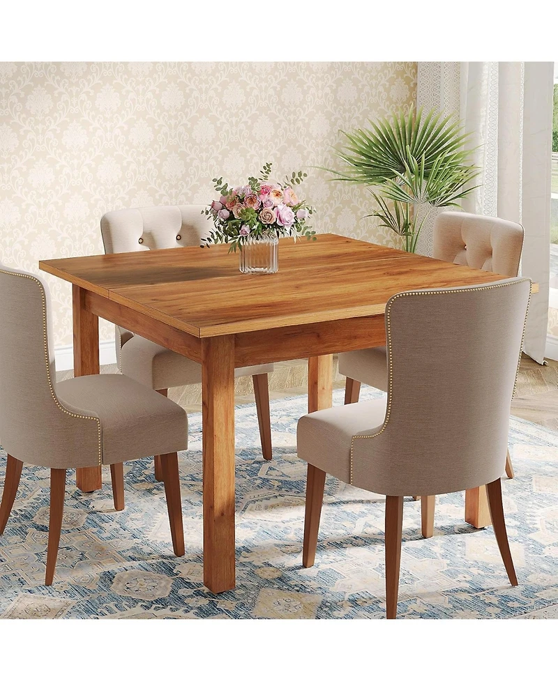 Tribesigns Wood Dining Table Farmhouse Kitchen Table for Dining Room Living Room, 2-4 Person Dining Room Table Square Dinner Tables with Wooden Legs O