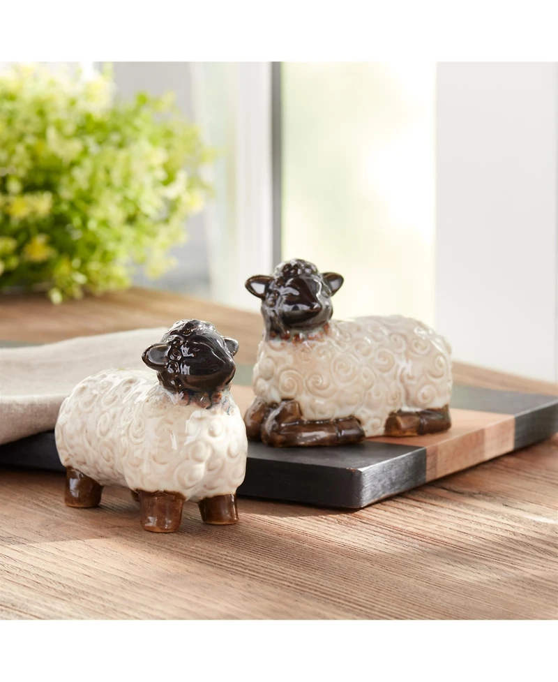 Slickblue Sheep Figurine Set of 6 Charming Farmhouse Decor for Your Home