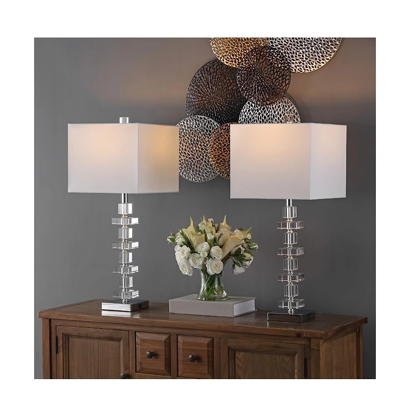 Safavieh Deco Crystal Table Lamp Set Of 2 W/ Usb Port