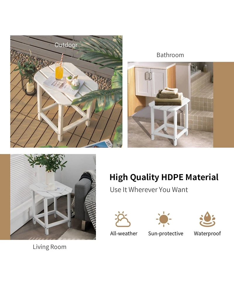 Skonyon 18 Inch Weather Resistant Side Table for Garden Yard Patio
