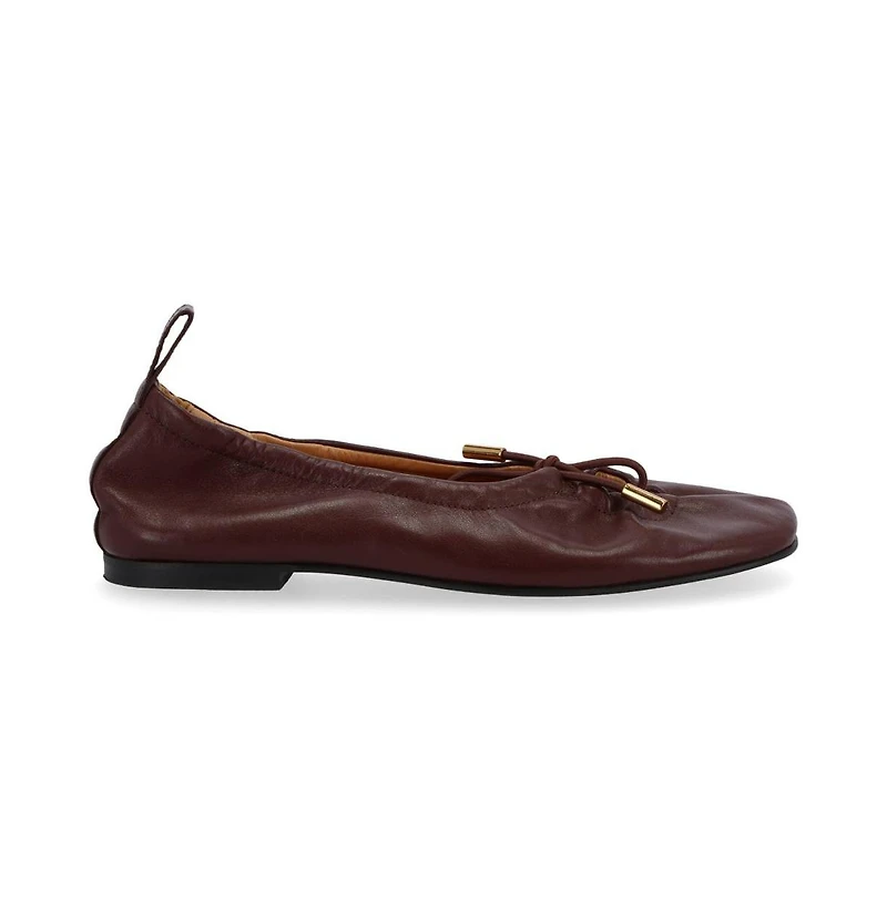 S100303-02 Rosalind Brown Leather Ballet Flats