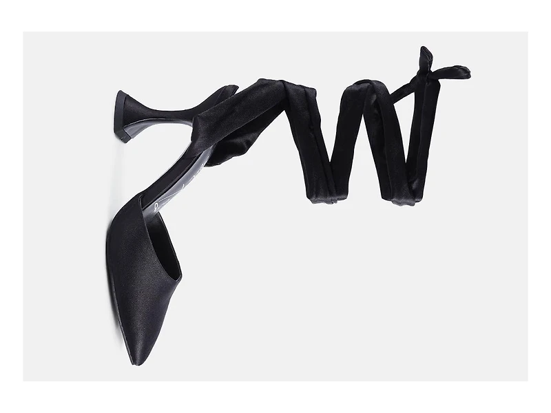 Womens Fonda Spool Heel Tie Up Satin Sandals