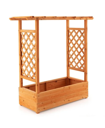 Givimo Raised Garden Bed with Trellis or Climbing Plant and Pot Hanging