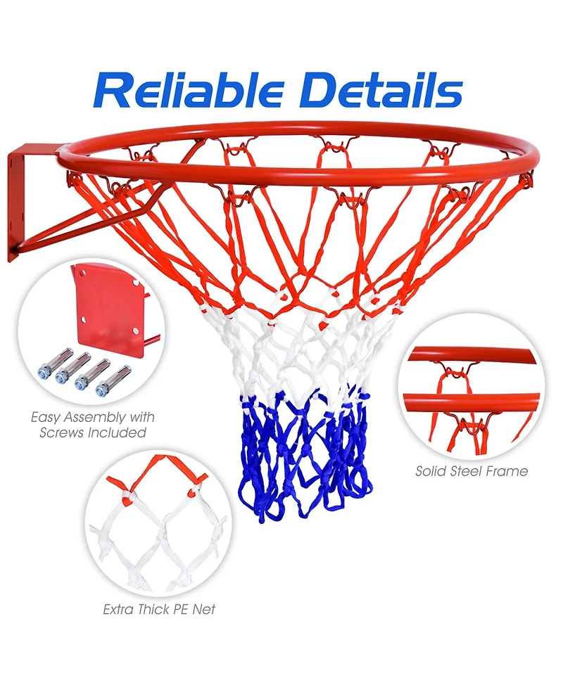 18 Inch Replacement Basketball Rim with All-Weather Net