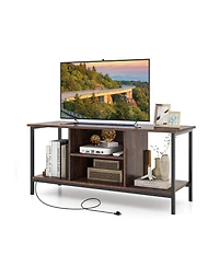 Sugift Tv Stand Entertainment Center with Open Storage Shelves and Power Outlets to 50 Inches