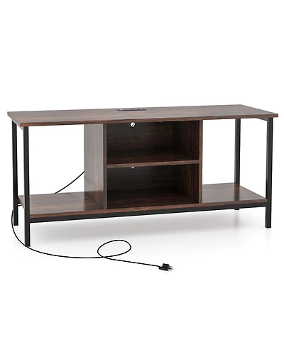 Sugift Tv Stand Entertainment Center with Open Storage Shelves and Power Outlets to 50 Inches