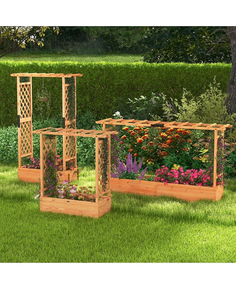 Givimo Raised Garden Bed with Side Trellis Hanging Roof and Planter Box