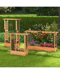 Givimo Raised Garden Bed with Side Trellis Hanging Roof and Planter Box