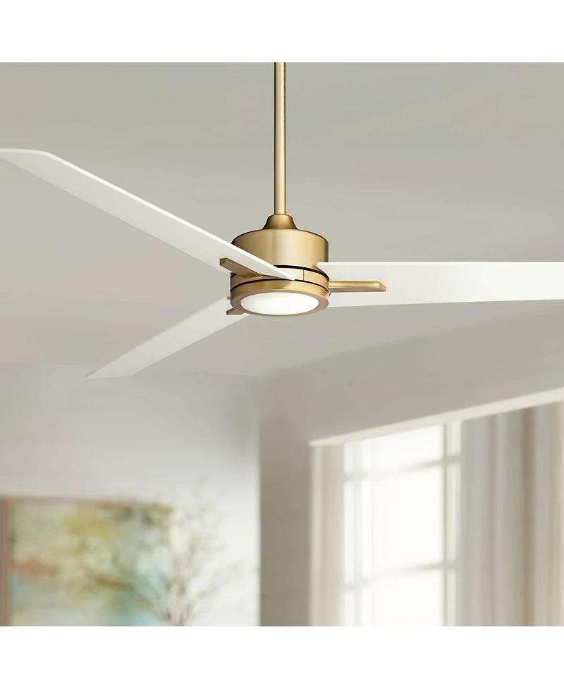 Casa Vieja 60" Monte Largo Modern Indoor Ceiling Fan 3 Blade Led Light Remote Control Soft Brass Finish Bedroom Living Room