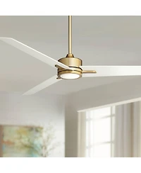 Casa Vieja 60" Monte Largo Modern Indoor Ceiling Fan 3 Blade Led Light Remote Control Soft Brass Finish Bedroom Living Room