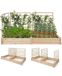 Givimo Raised Garden Bed with 2 Planter Boxes and 3 Trellis-Natural