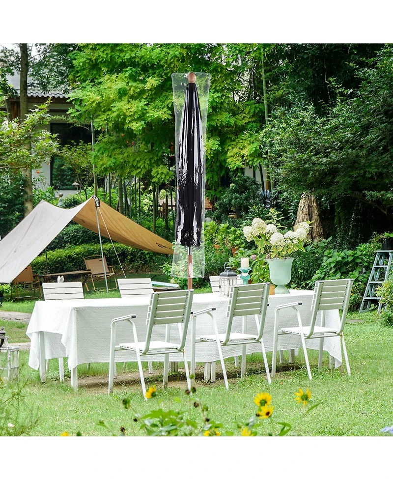 Patio Umbrella Protective Cover Bag Clear Pvc w/ Zipper for 8 Ft Outdoor Canopy