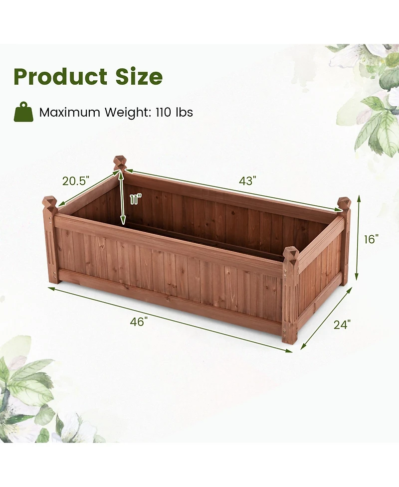 Givimo 46 x 24 x 16 Inch Rectangular Planter Box with Drainage Holes for Backyard Garden Lawn