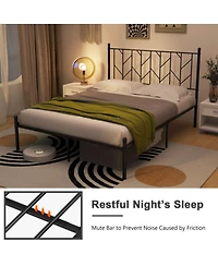 Sugift Queen Size Platform Bed Frame with Sturdy Metal Slat Support