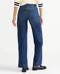 Lands' End Women's Tall Recover High Rise Wide Leg Blue Jeans