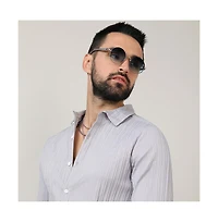 Men's Moon Grey Self-Design Striped Shirt