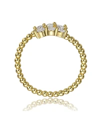 Sterling Silver Cubic Zirconia Coiled Bead Stacking Ring