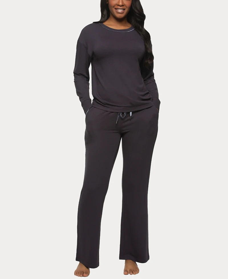 Felina Women's Aria Long Sleeve Crewneck and Pant Lounge Set