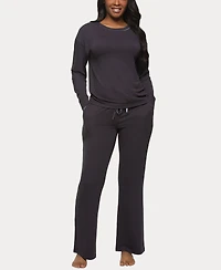 Felina Women's Aria Long Sleeve Crewneck and Pant Lounge Set