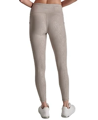 Dkny Women's Active Embossed Interlock High-Waist 7/8 Fitness Tights