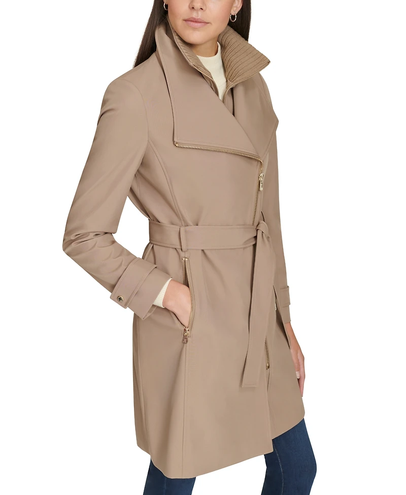 Calvin Klein Petite Belted Long-Sleeve Wrap Coat