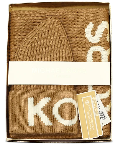 Michael Michael Kors Women's Fisherman's Rib Beanie and Scarf Boxed Gift Set