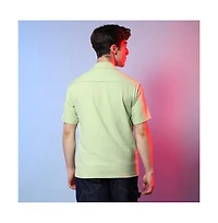 Men's Lime Green Self-Design Creased Box Shirt