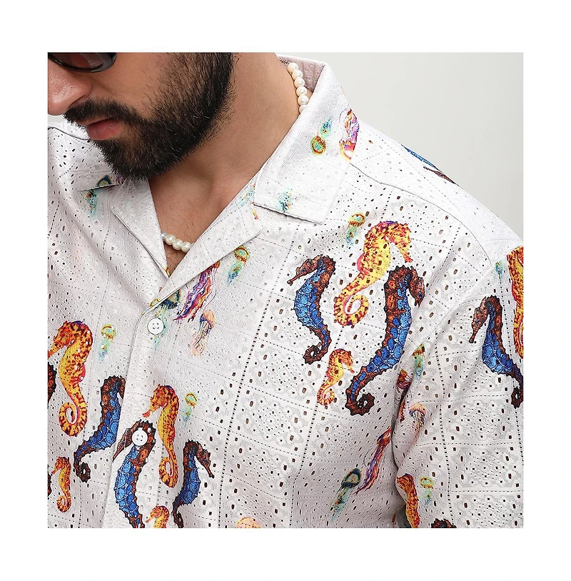 Men's Multicolour Mesh Seahorse Shirt