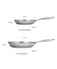 Sugift 9.5" and 11" Tri-Ply Stainless Steel 2 Piece Frying Pan Set